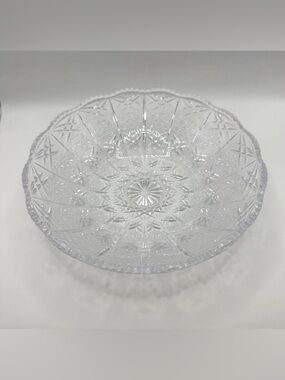 Vintage‎ ABP Cut Crystal Centerpiece Bowl Hand Cut Lead Glass - Hobstar Fan 8.5